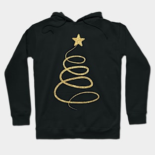 Minimalistic Gold Faux Glitter Star Christmas Tree Hoodie